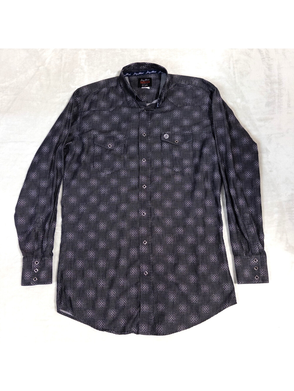 Wrangler George Strait Troubadour Shirt Mens L Black Geometric Pearl Snap Cowboy